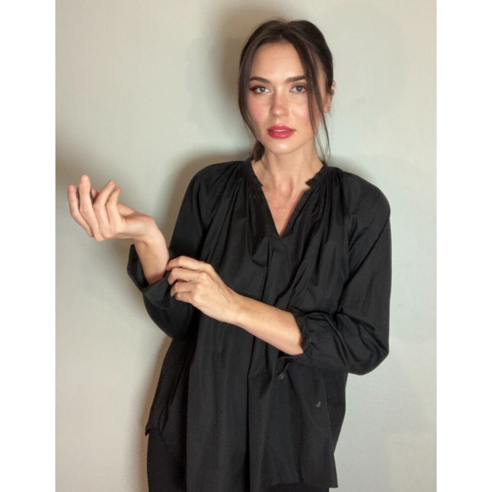 Commes de Garçons Black Broadcloth Cotton Blouse Boho Luxury ~ Sz L Oversized